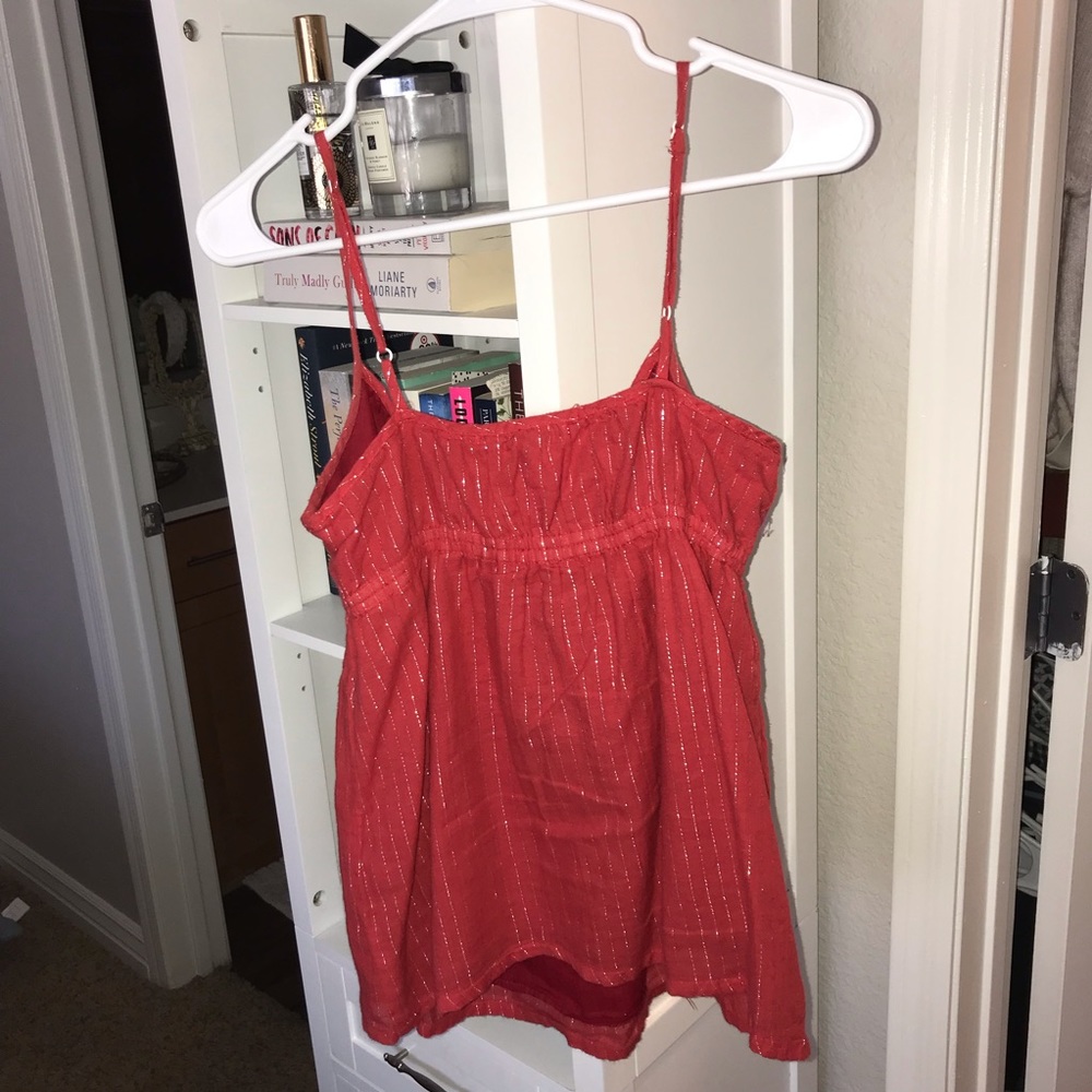 Red coral sparkle cami tie front - Picture 3 of 3